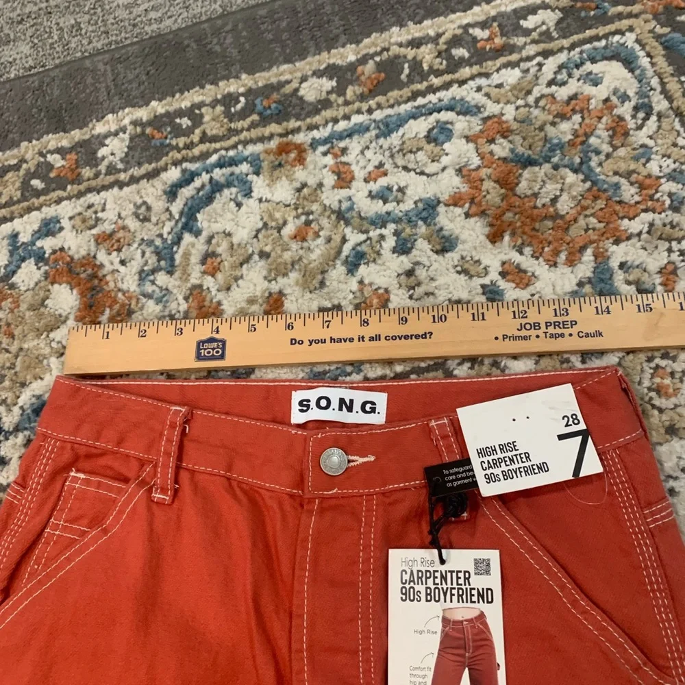 NWT S.O.N.G. Carpenter 90s Boyfriend Jeans Burnt Orange Women’s Size 28/7 - Picture 6 of 9